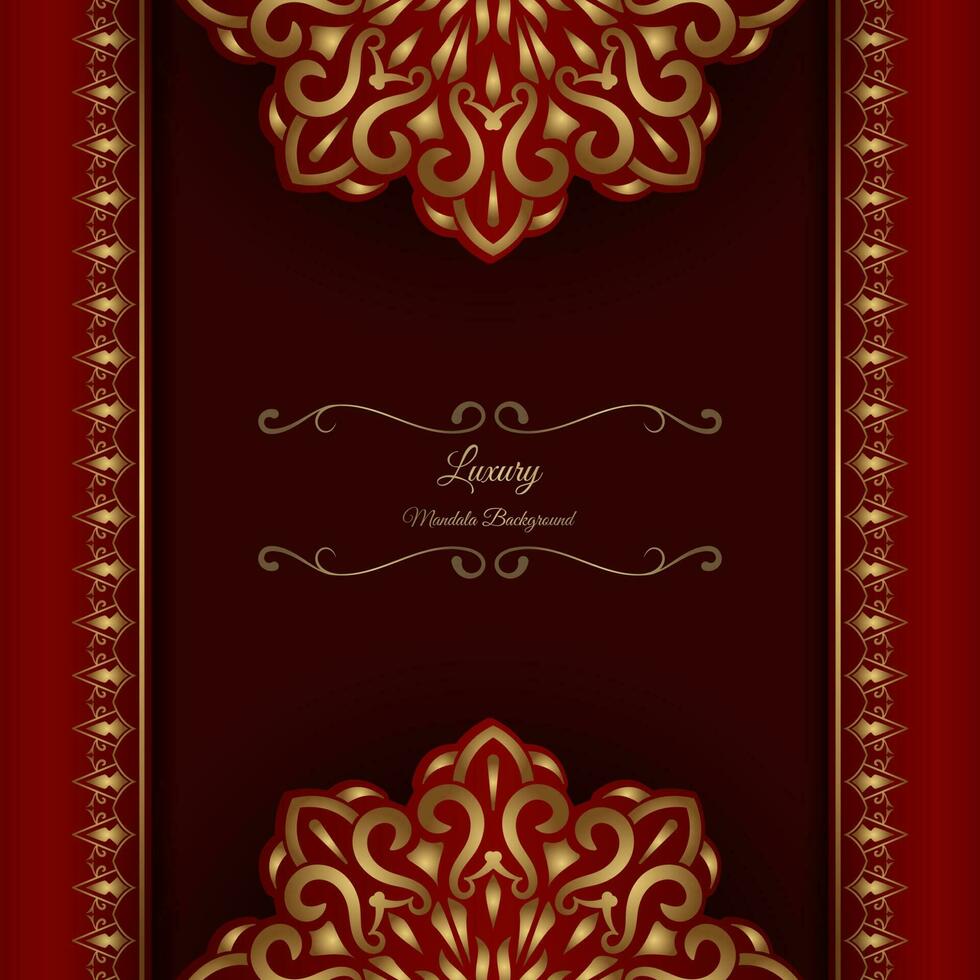 red luxury background, with gold mandala ornament vector