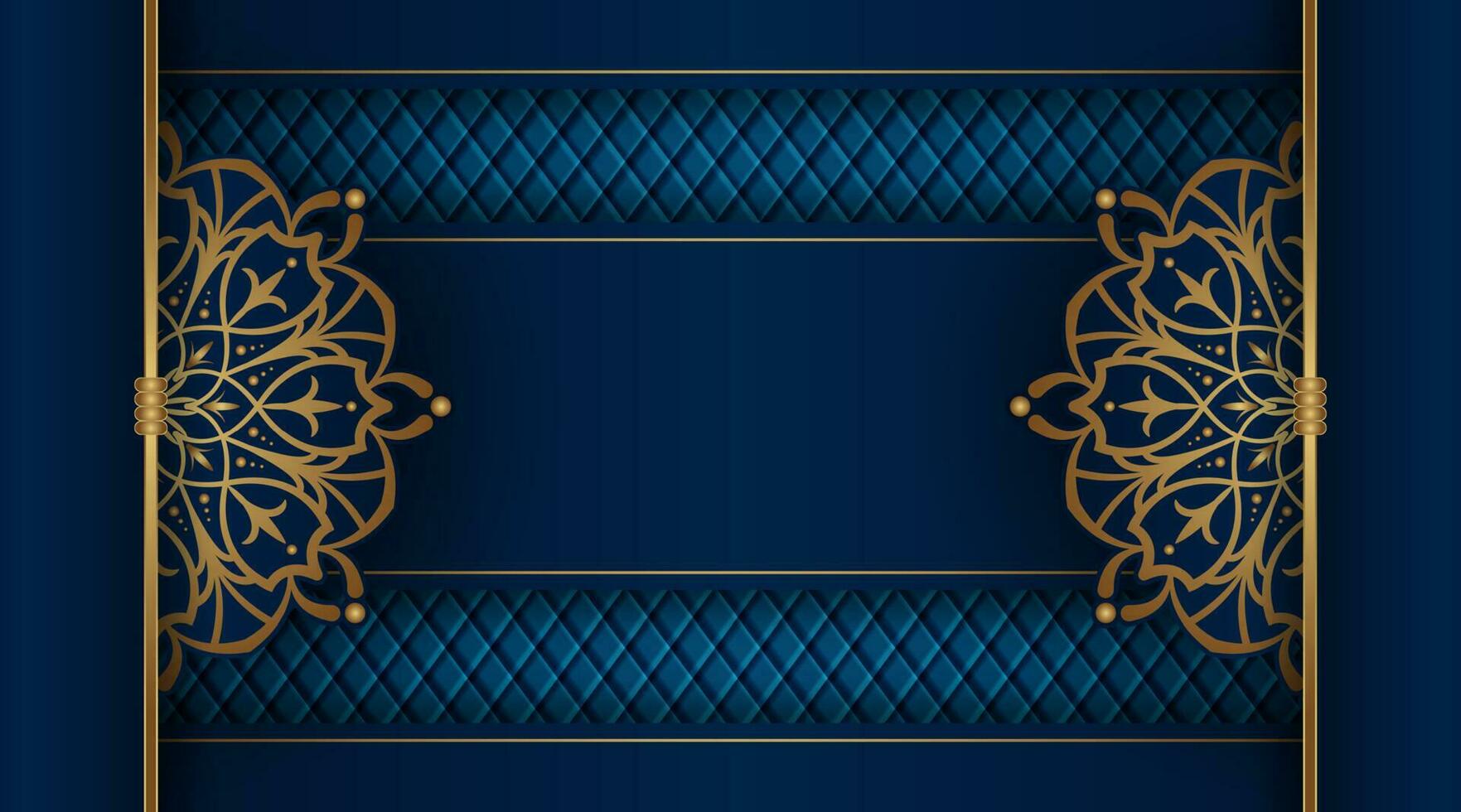 luxury mandala background, blue and gold, design vector