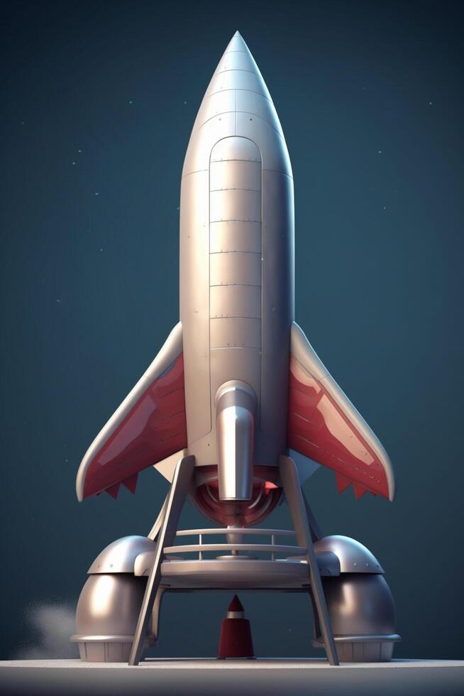 Launching into Success 3D Rendering of Rocket Model Against Dark Background photo