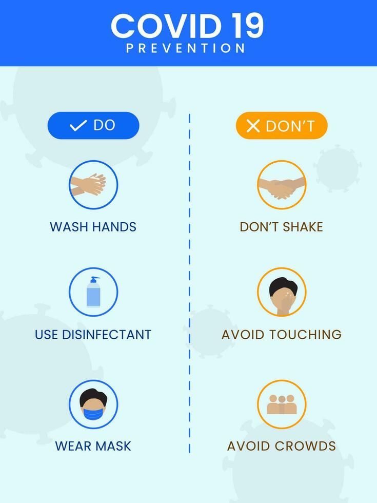 esencial dos y no hacer de prevención en azul antecedentes. vector