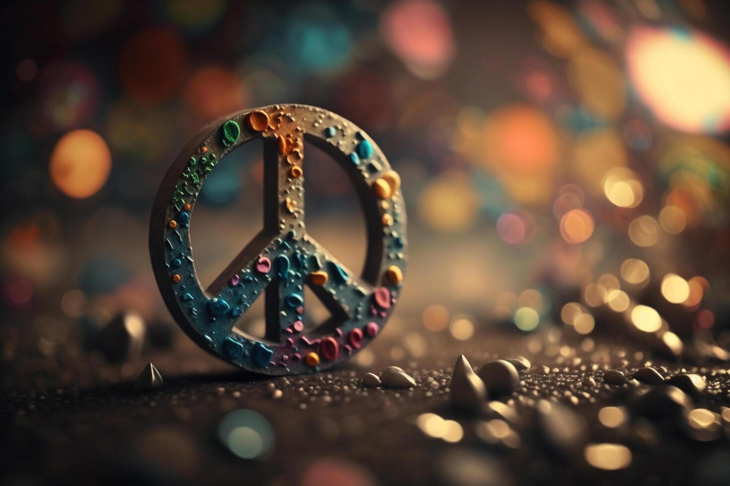 Groovy Hippie Artwork Featuring a Vibrant Peace Sign photo