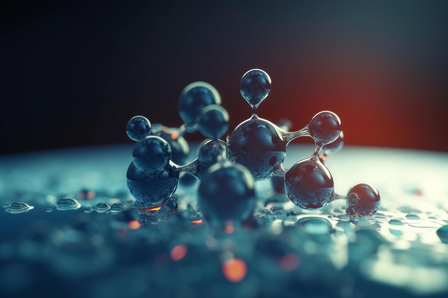 Vibrant 3D illustration depicting the microscopic process of hydrolysis photo