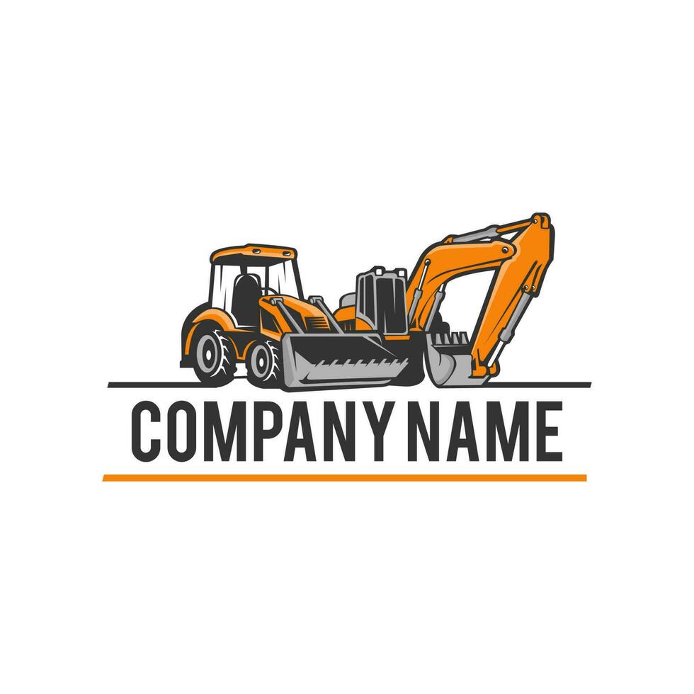 Excavator logo template vector. Heavy equipment logo vector for construction company.