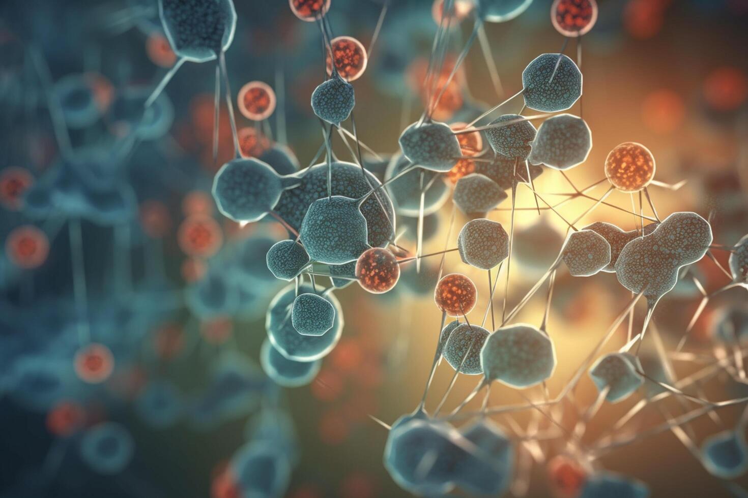 Vibrant 3D Illustration of Cell Communication Between Cells photo
