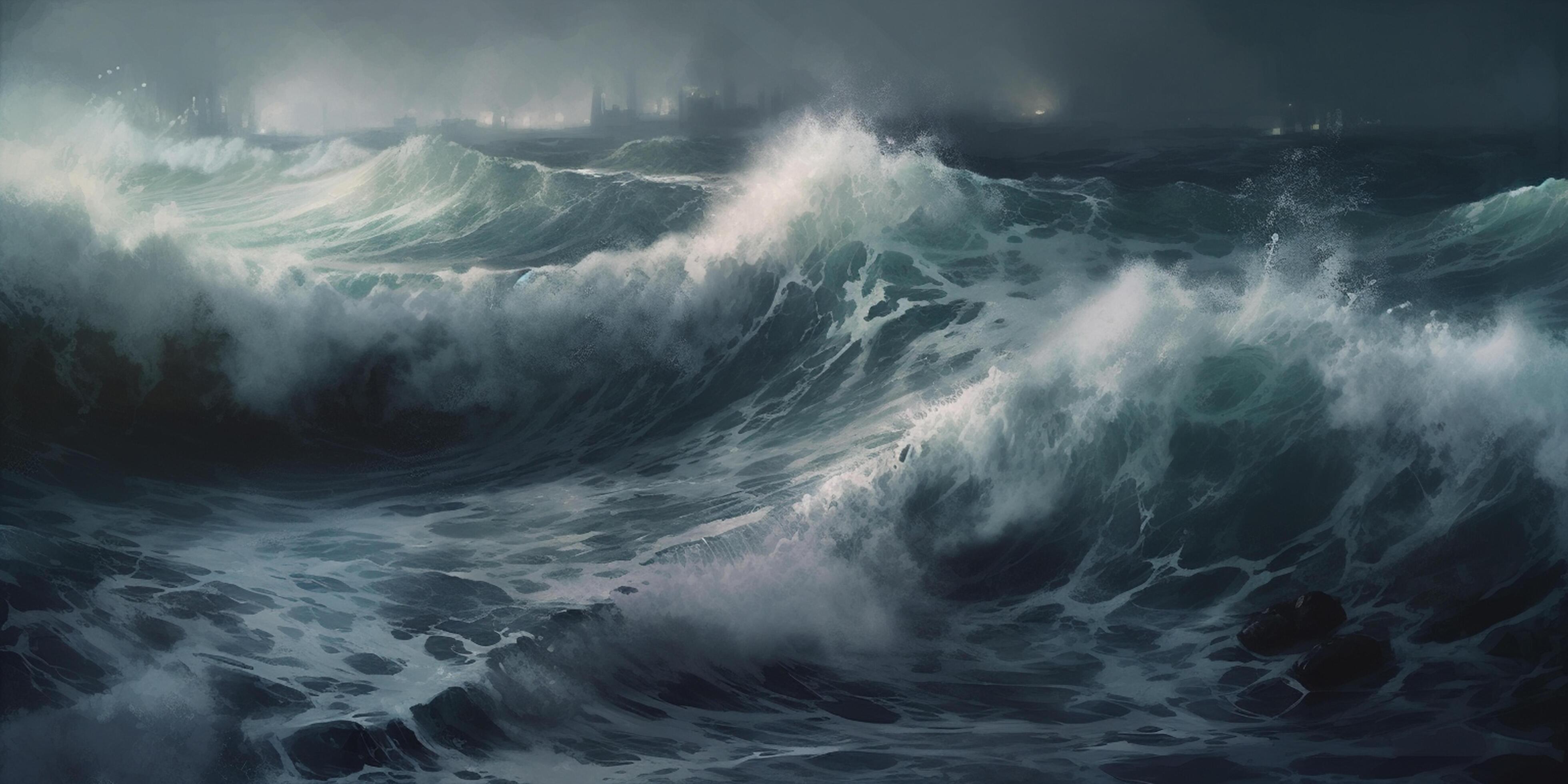 Stormy Ocean Waves A Painting of Dramatic Waves in a Storm 24059387 Stormy Ocean Waves A Painting of Dramatic Waves in a Storm 24059387