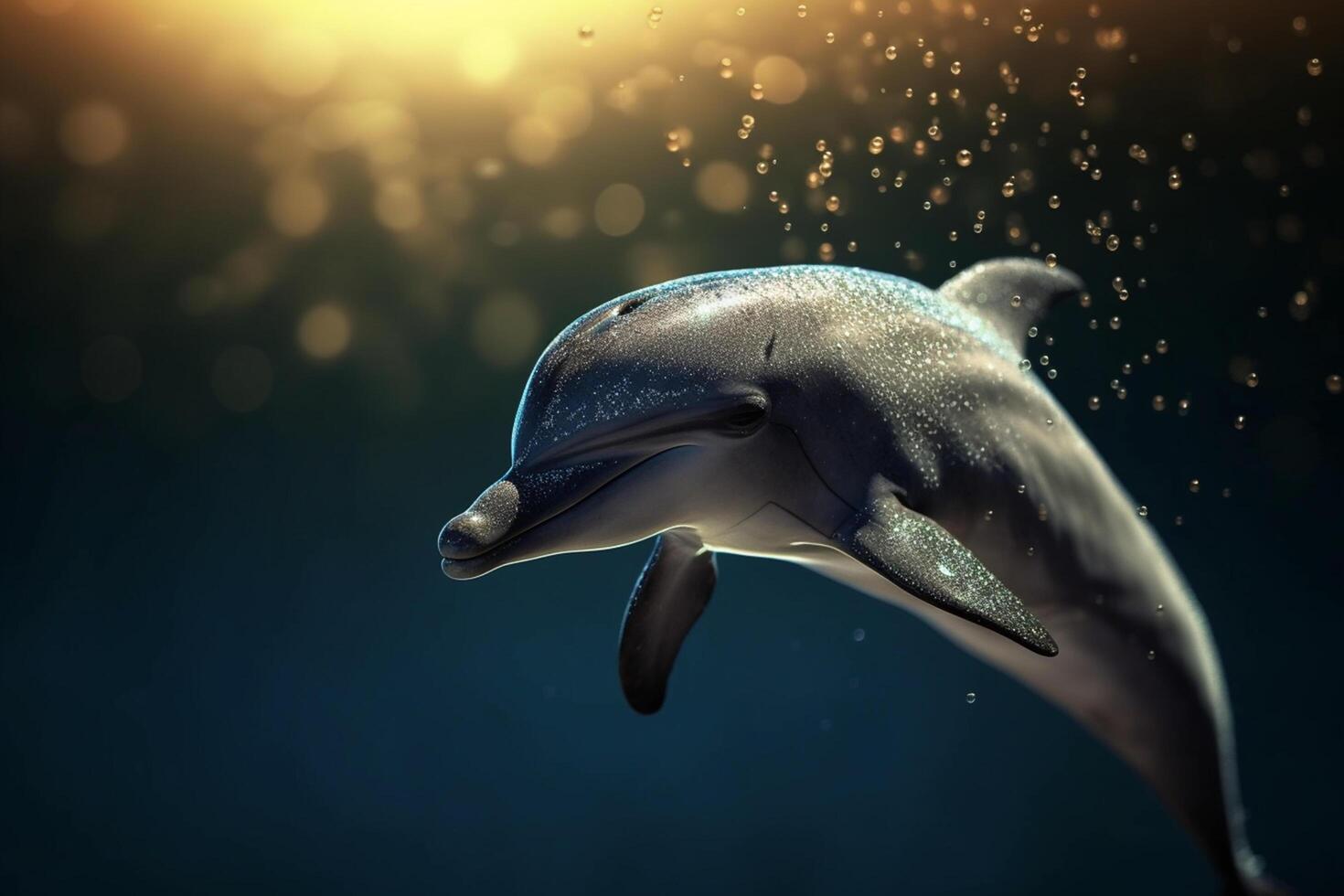 Graceful Dolphin Swimming Underwater - Stunning Underwater Photography photo