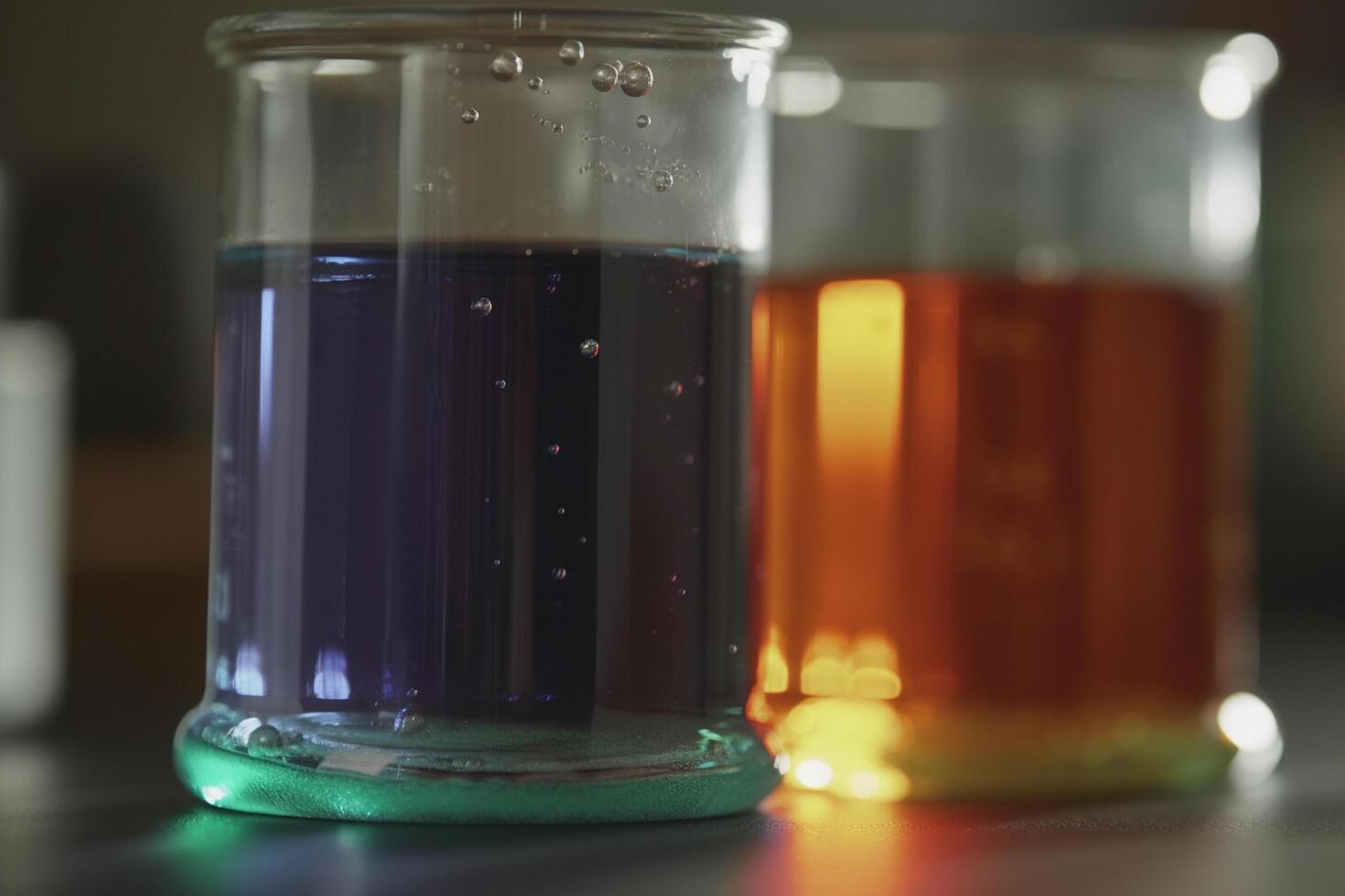 Colorful 3D illustration depicting the acid-base neutralization process in a beaker photo