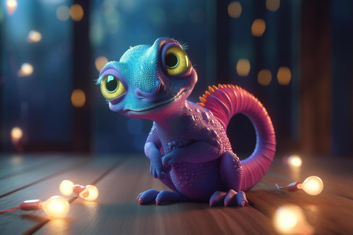 The Cool Photorealistic Pink Cartoon Chameleon photo