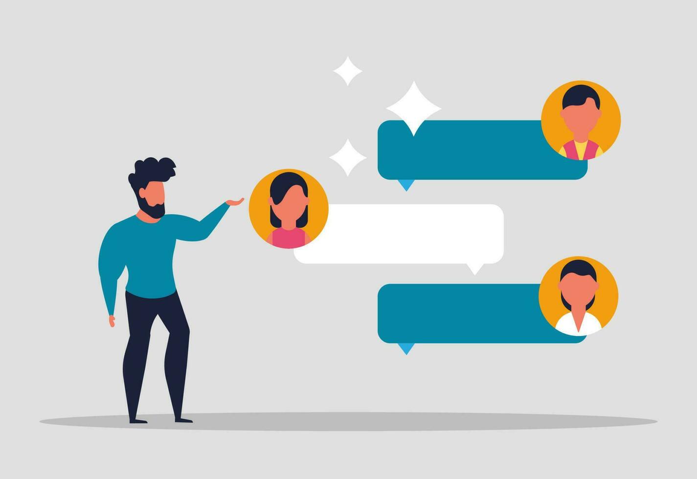 Online assistant software, helps the user to get information by himself. Self-service program, online data management. Vector illustration concept