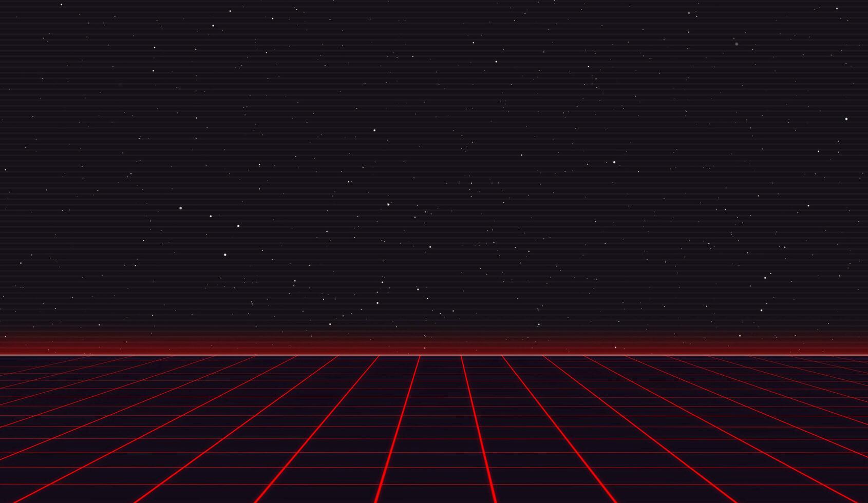 sintetizador rojo ciber láser cuadrícula con estrellas en antecedentes y horizonte en estrellado espacio antecedentes. diseño para póster, cubrir, fondo de pantalla, web, bandera. foto