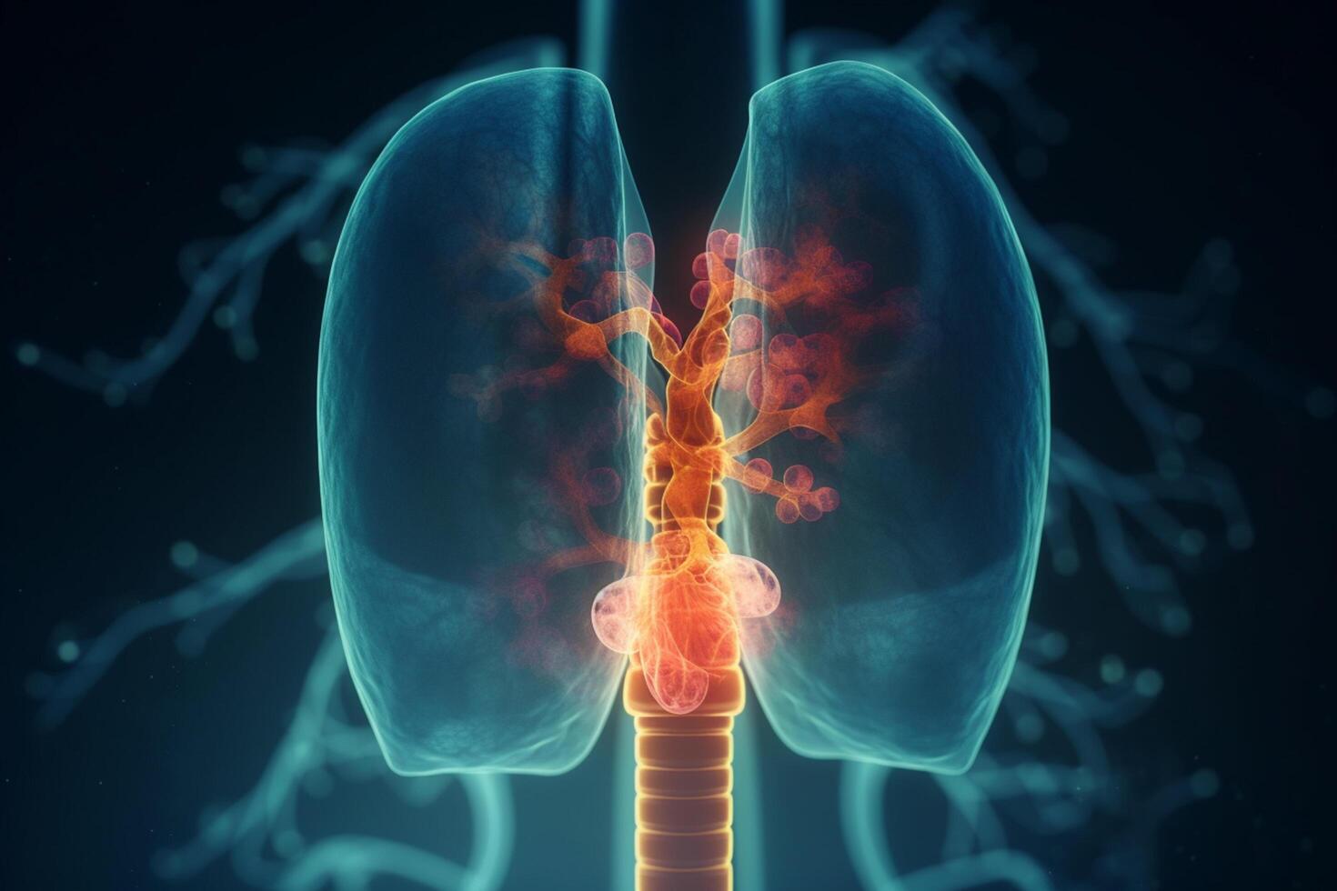 Organic 3D Illustration of Oxygen Exchange in the Human Lung photo
