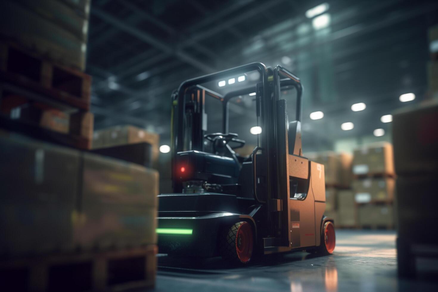 Smart Warehouses of the Future AI-Controlled Forklifts at Work photo