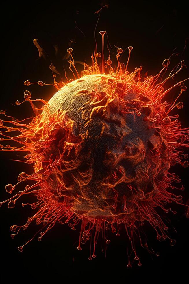 Exploring the Intricacies of Cellular Life A Mesmerizing 3D Illustration Showcasing the Microscopic World of Cancer Cells photo