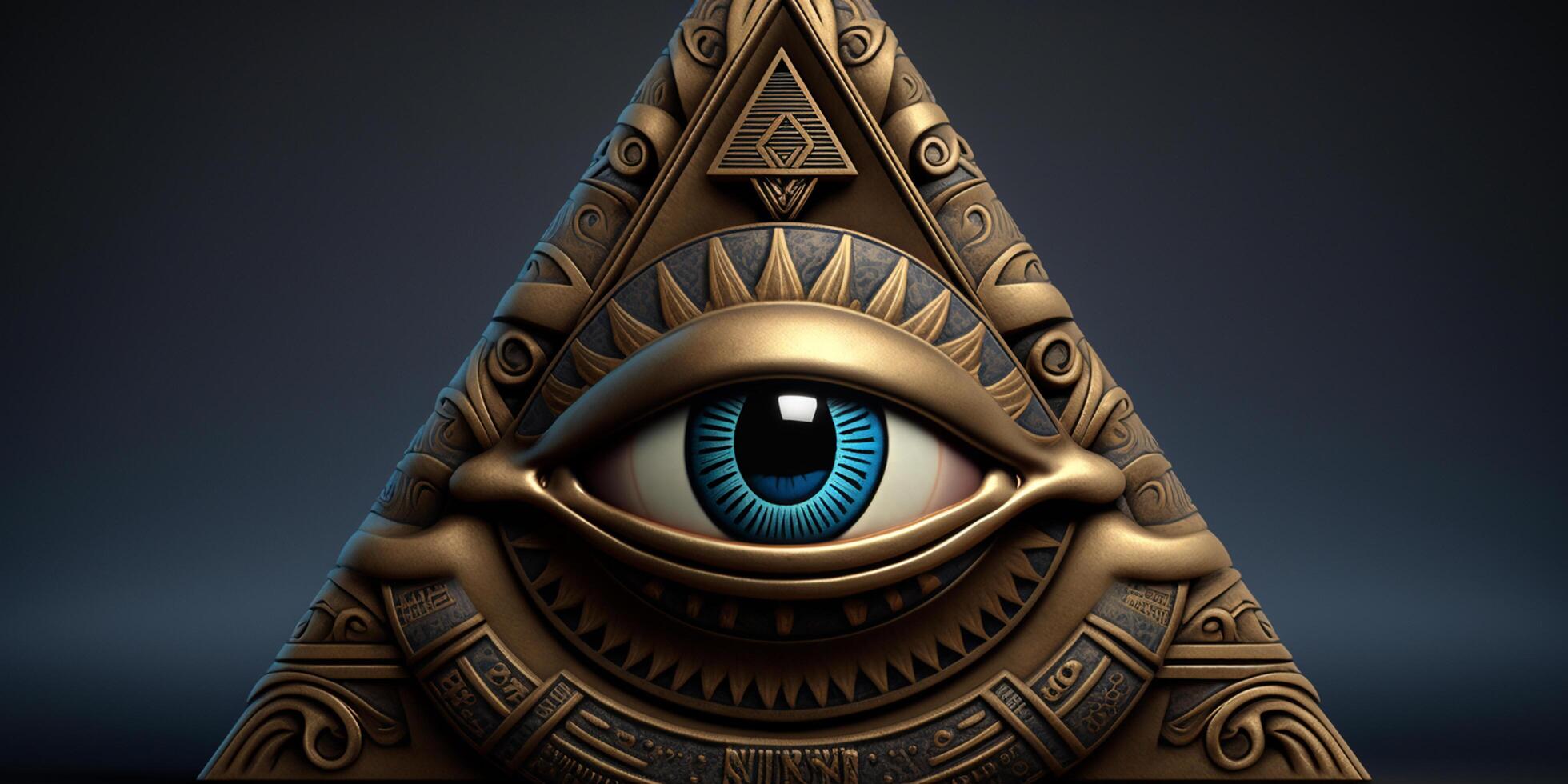 el todo lo ve ojo de el Illuminati en un triángulo, ilustrado ai generado foto