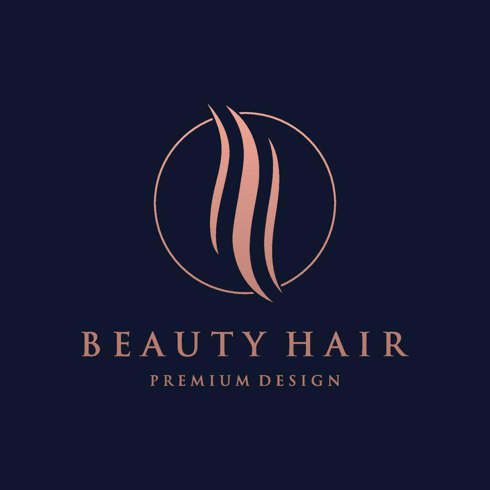 Luxury and beautiful hair wave abstract Logo design.Logo for business, salon, beauty, hairdresser, care. vector