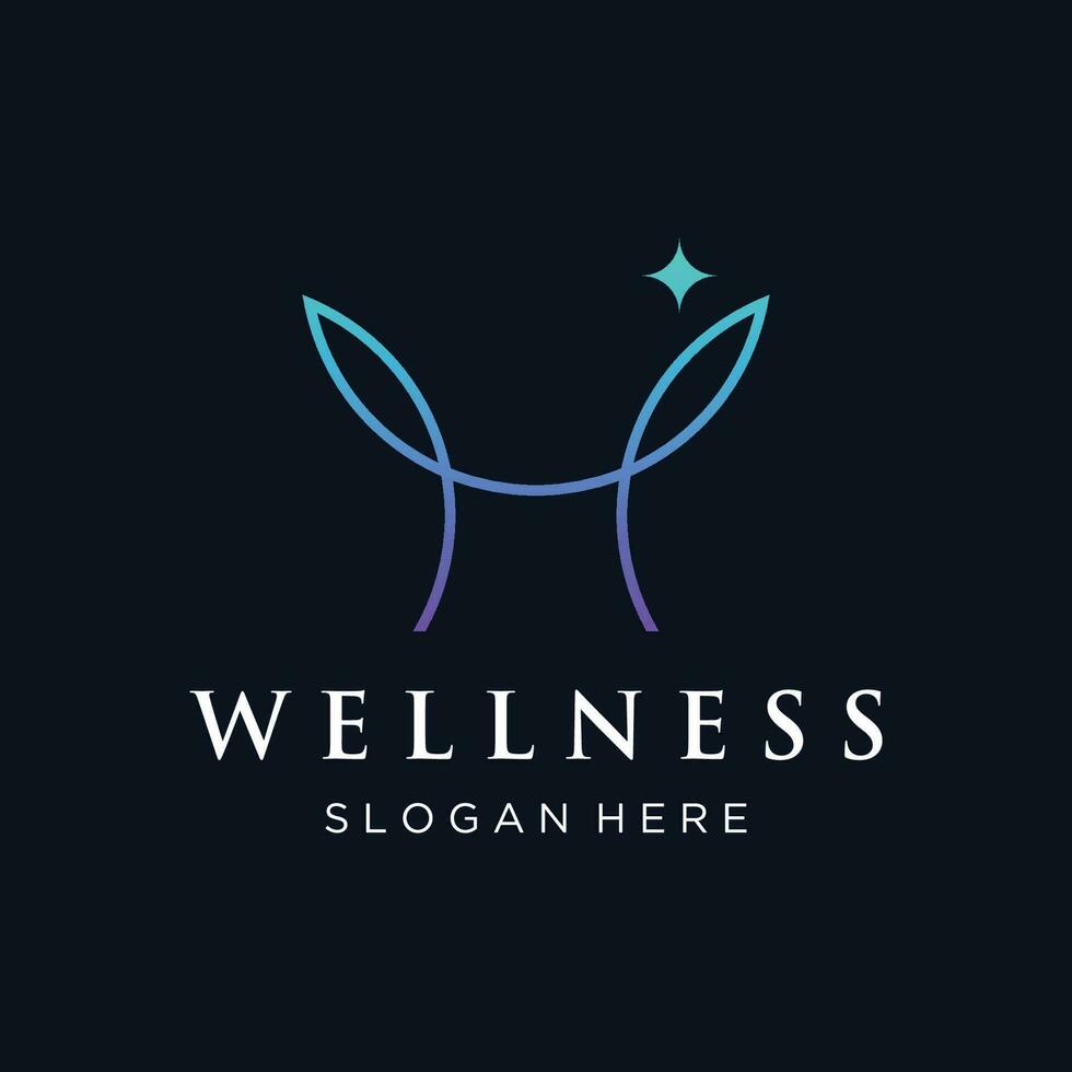 Wellness natural abstract logo template design with unique natural person and leaf concept with creative idea.Logo for business, health, meditation, relaxation. vector