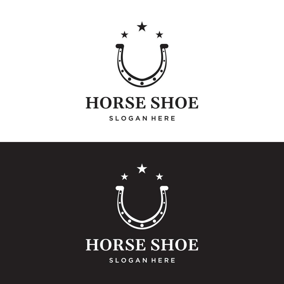 Retro horseshoe logo template for ranch, cowboy,badge. which is isolated on the background. vector