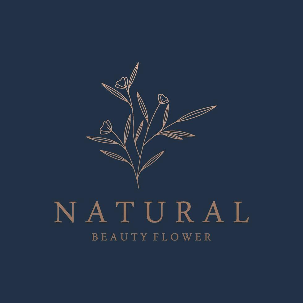 Hand drawn beautiful organic floral leaf and flower floral design logo for business, decoration, wedding, greeting card and photography. vector