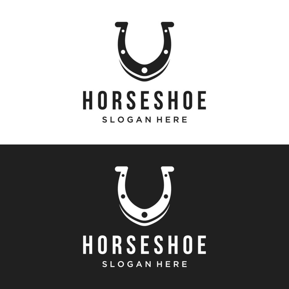 Retro horseshoe logo template for ranch, cowboy,badge. which is isolated on the background. vector