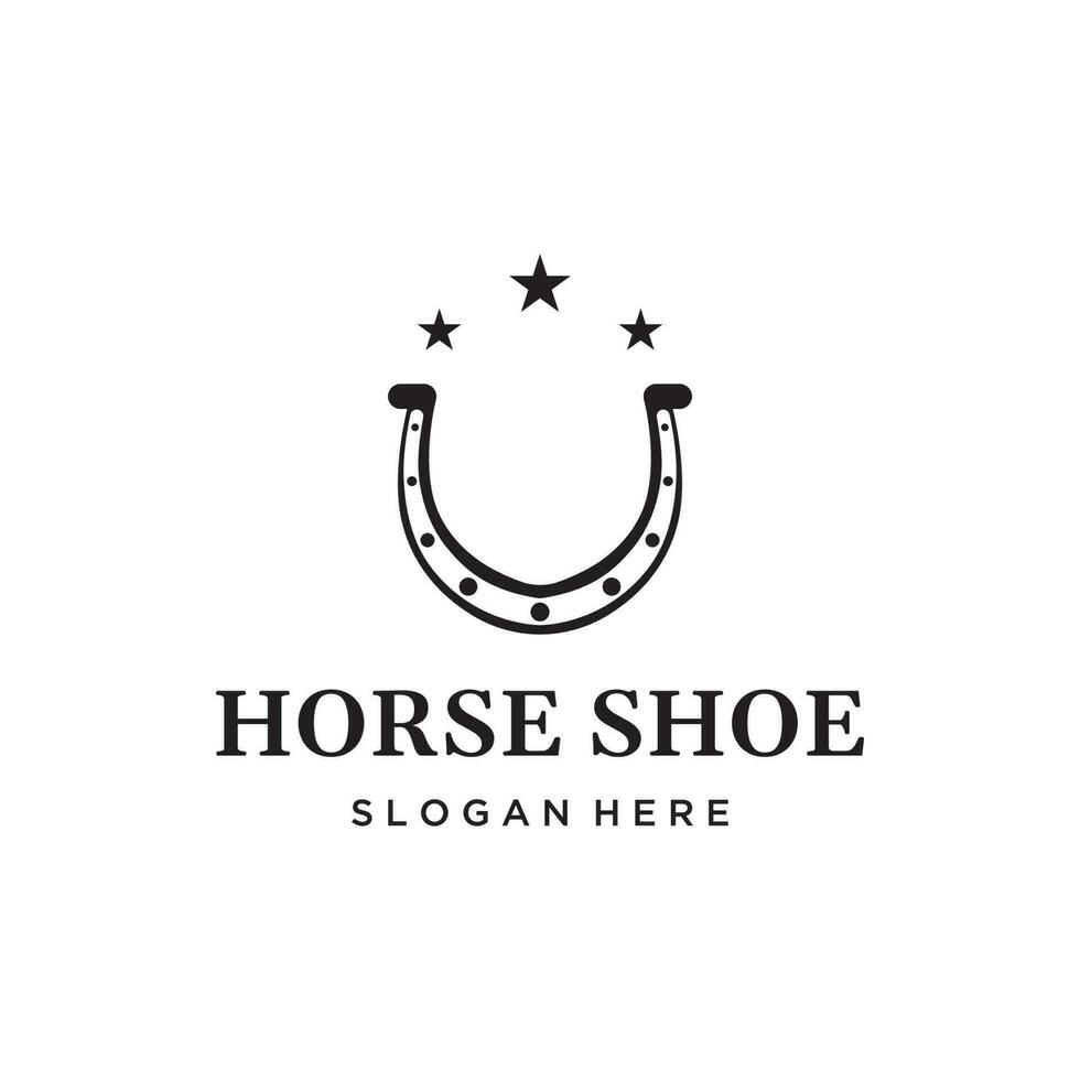 Retro horseshoe logo template for ranch, cowboy,badge. which is isolated on the background. vector