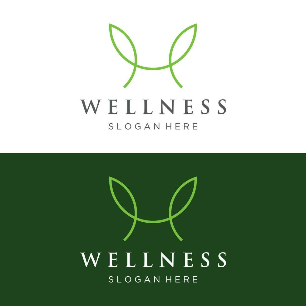 Wellness natural abstract logo template design with unique natural person and leaf concept with creative idea.Logo for business, health, meditation, relaxation. vector