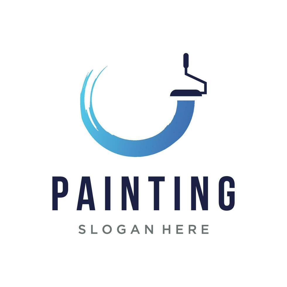 Paint brush and roll logo template creative design for home and city service. vector