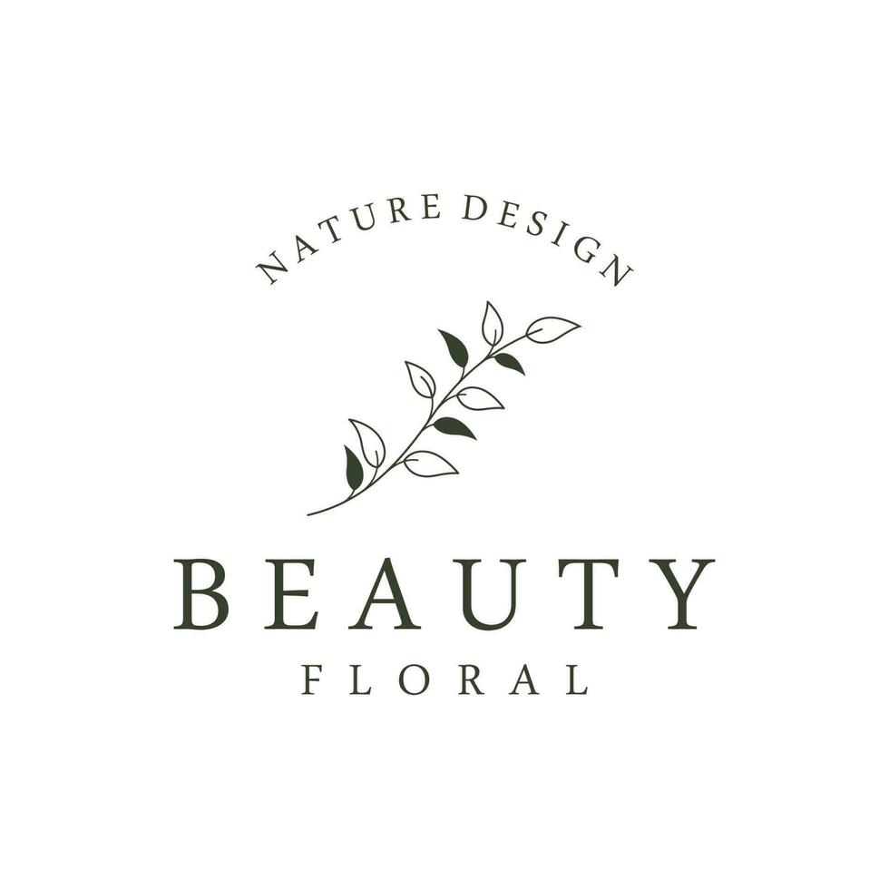 Hand drawn beautiful organic floral leaf and flower floral design logo for business, decoration, wedding, greeting card and photography. vector