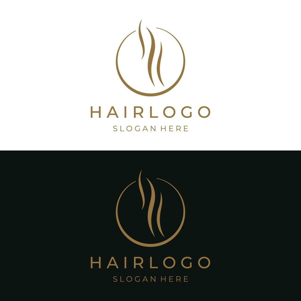 Luxury and beautiful hair wave abstract Logo design.Logo for business, salon, beauty, hairdresser, care. vector