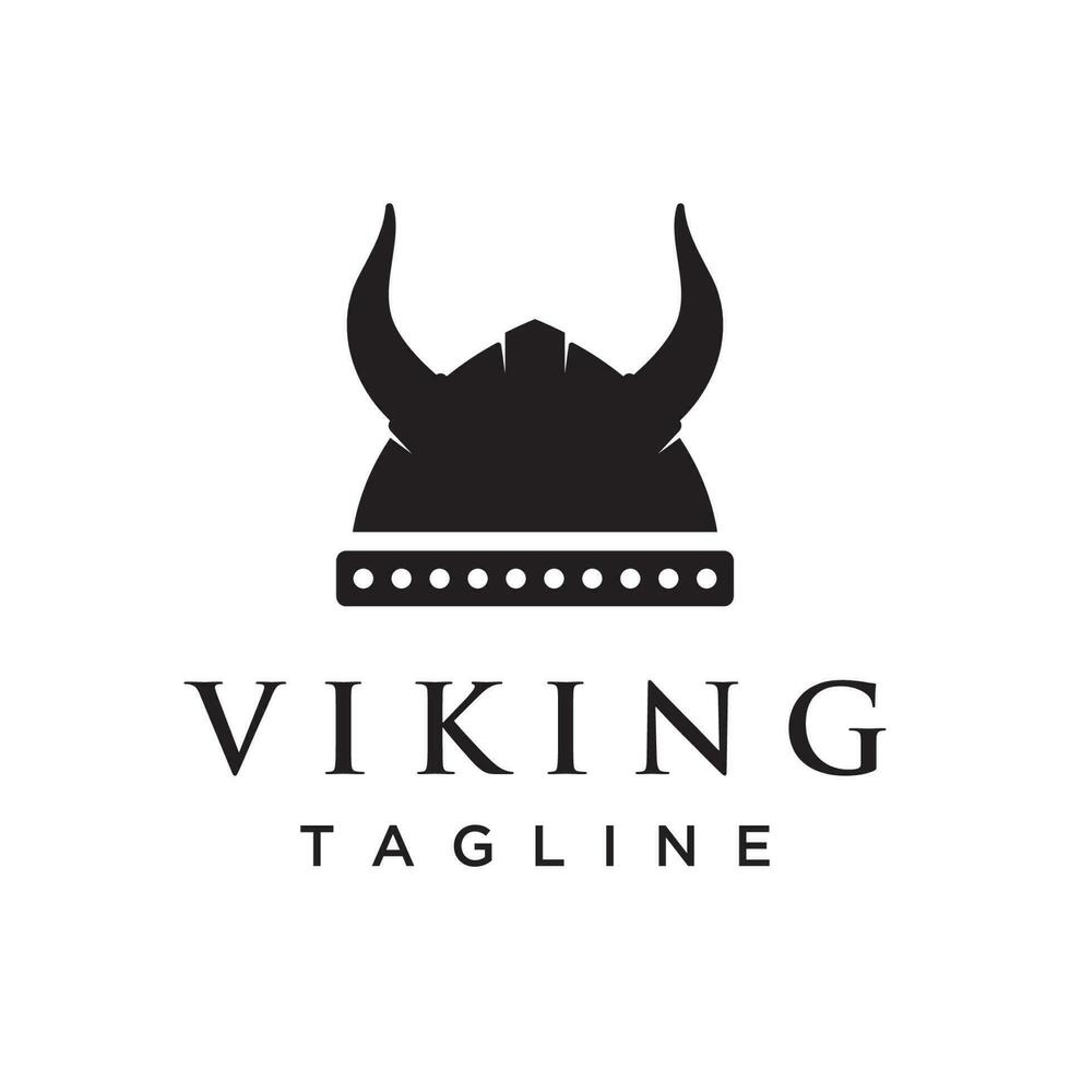 Viking warrior helmet Logo design with simple horned helmet. vector