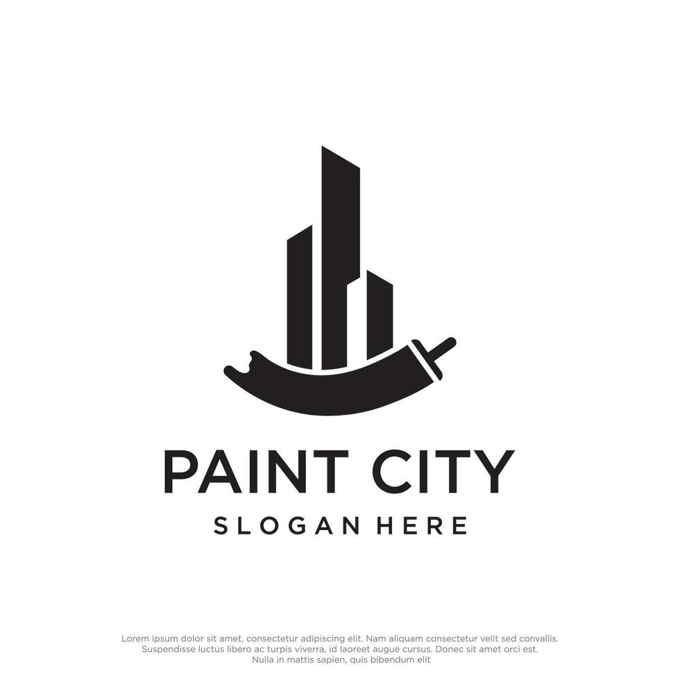 Paint brush and roll logo template creative design for home and city service. vector