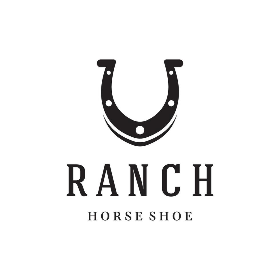 Retro horseshoe logo template for ranch, cowboy,badge. which is isolated on the background. vector