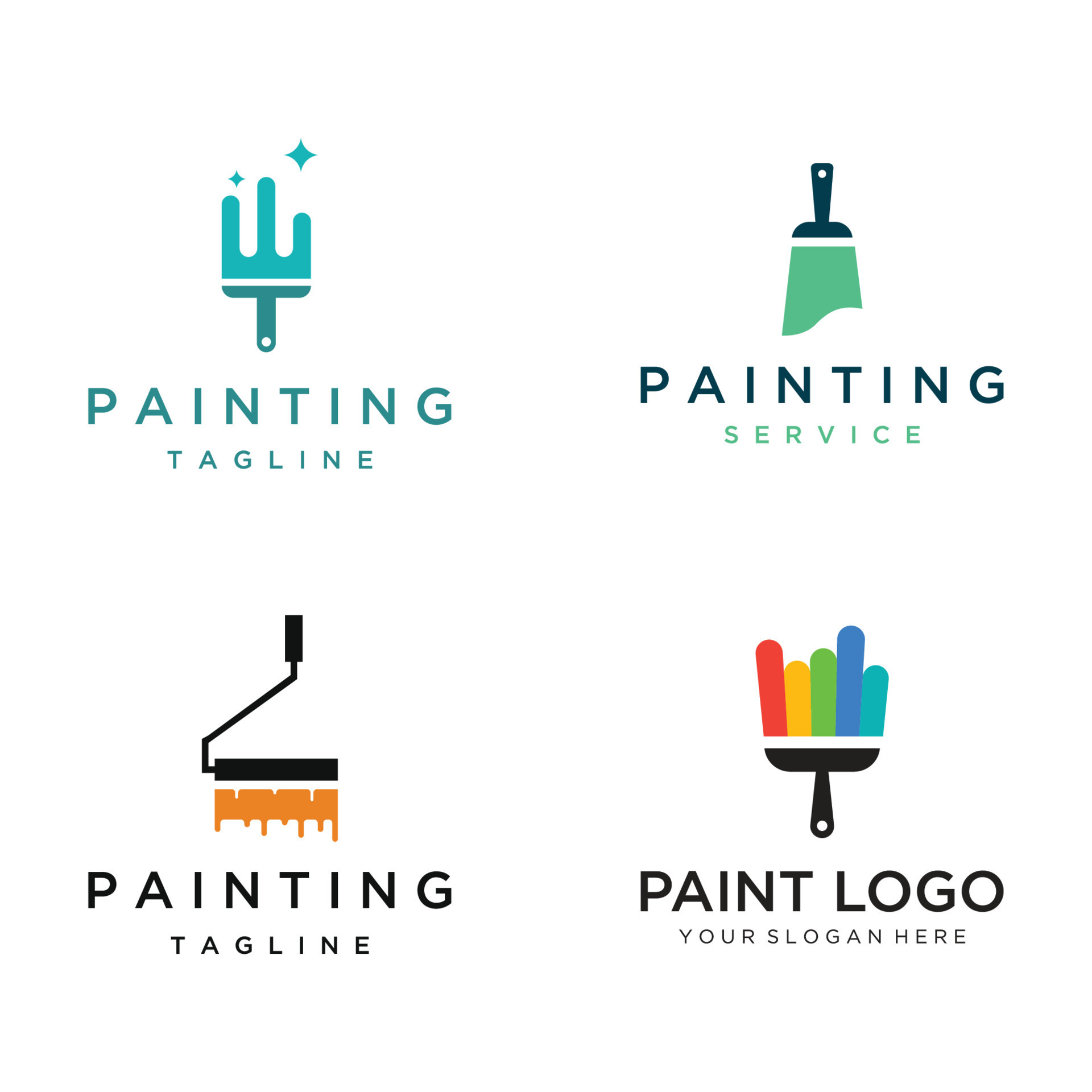 Paint brush and roll logo template creative design for home and city