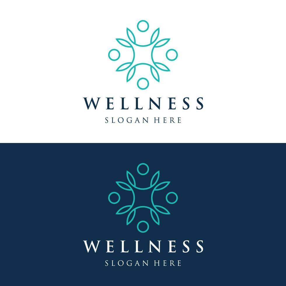 Wellness natural abstract logo template design with unique natural person and leaf concept with creative idea.Logo for business, health, meditation, relaxation. vector