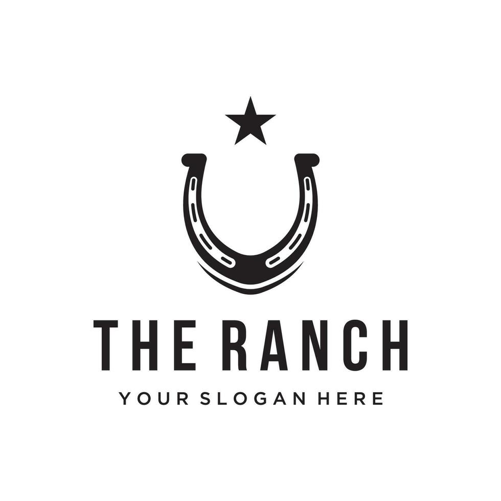 Retro horseshoe logo template for ranch, cowboy,badge. which is isolated on the background. vector