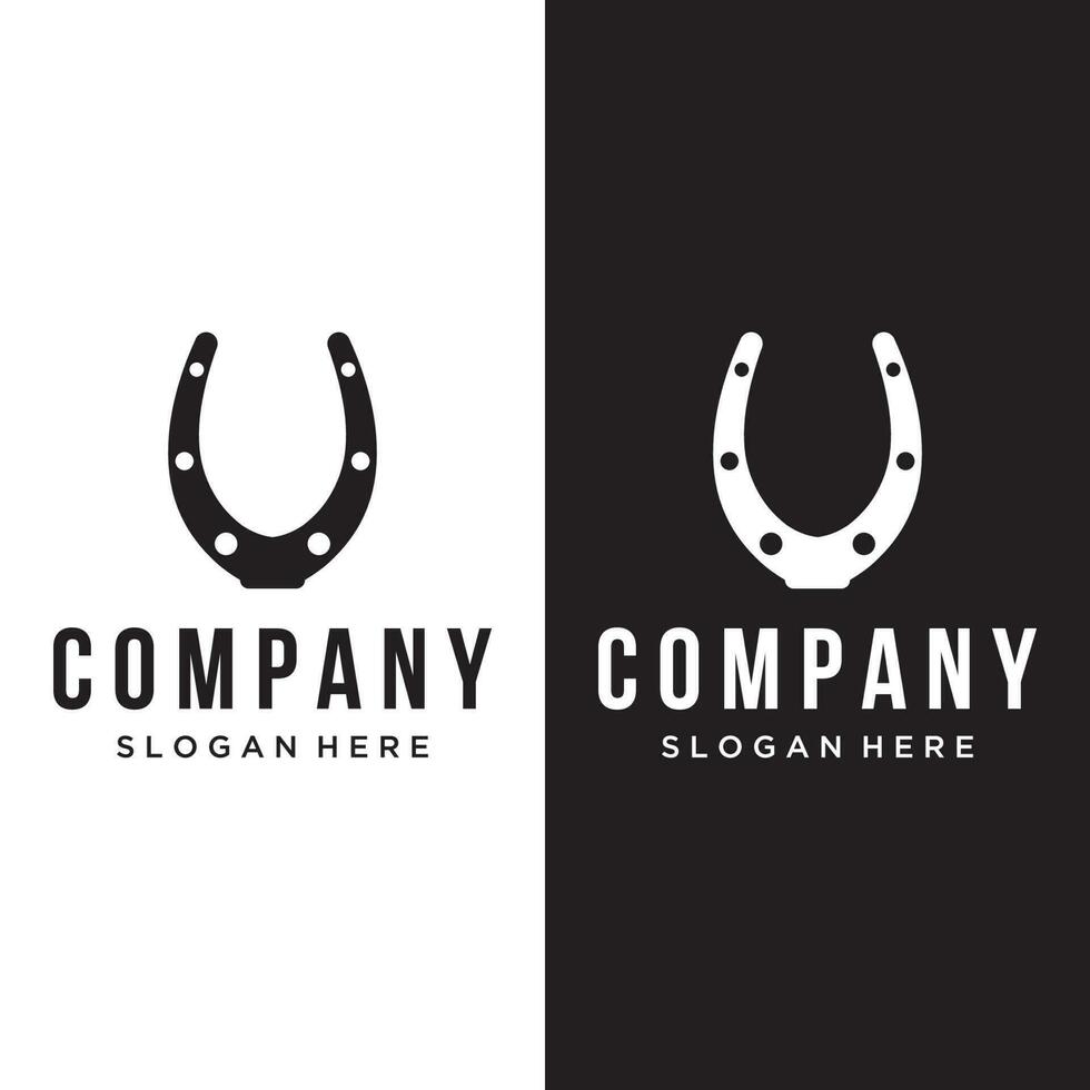 Retro horseshoe logo template for ranch, cowboy,badge. which is isolated on the background. vector