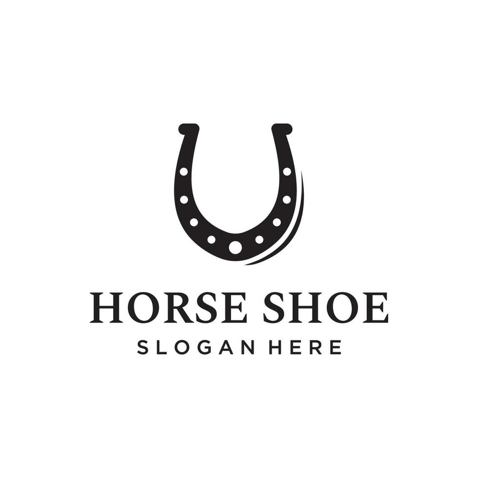 Retro horseshoe logo template for ranch, cowboy,badge. which is isolated on the background. vector