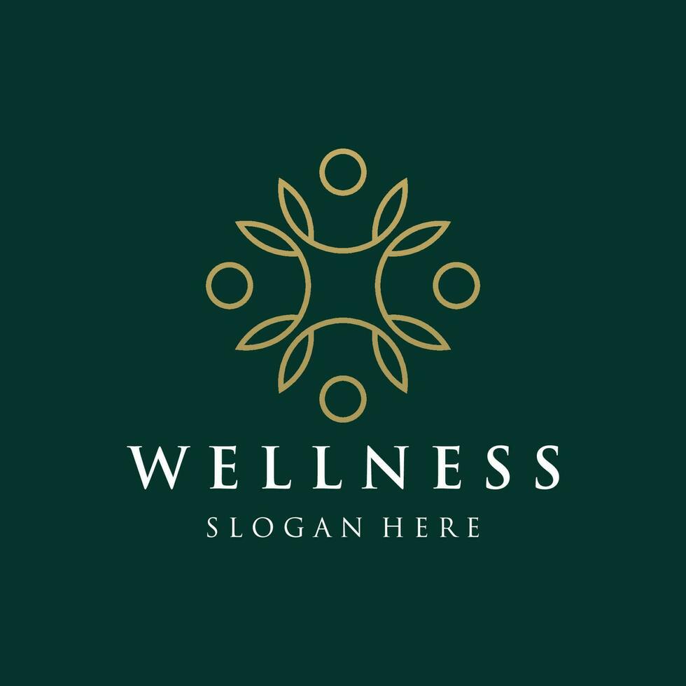 Wellness natural abstract logo template design with unique natural person and leaf concept with creative idea.Logo for business, health, meditation, relaxation. vector