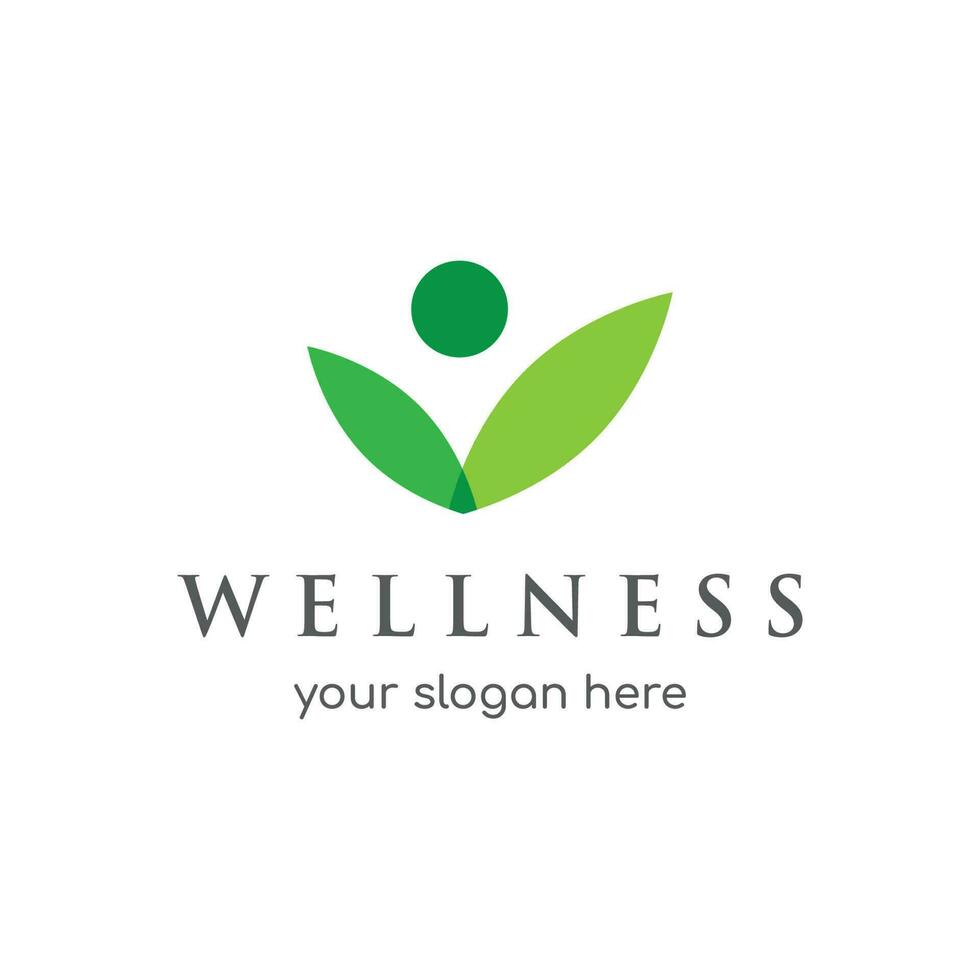 Wellness natural abstract logo template design with unique natural person and leaf concept with creative idea.Logo for business, health, meditation, relaxation. vector