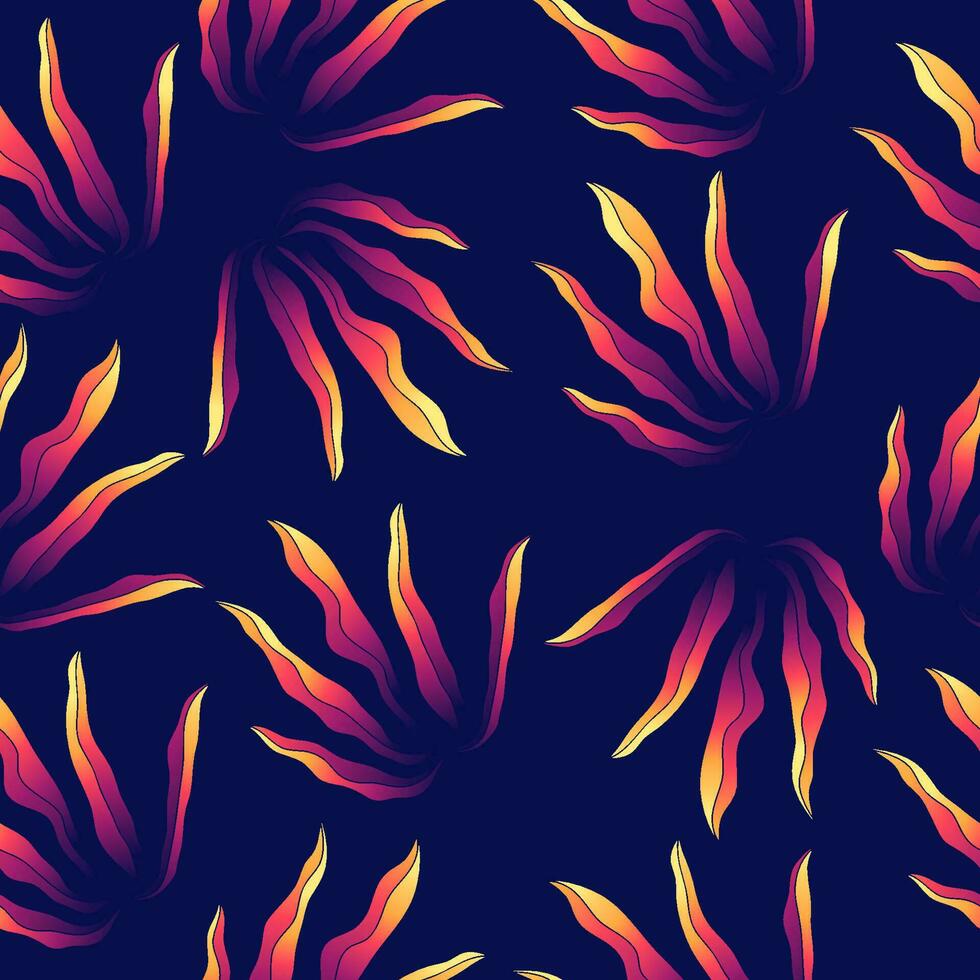 Colorful Seamless Floral Pattern with Gradient Style. Hand Drawn Flower Motif for Fashion, Wallpaper, Wrapping Paper, Background, Fabric, Textile, Apparel, and Card Design vector