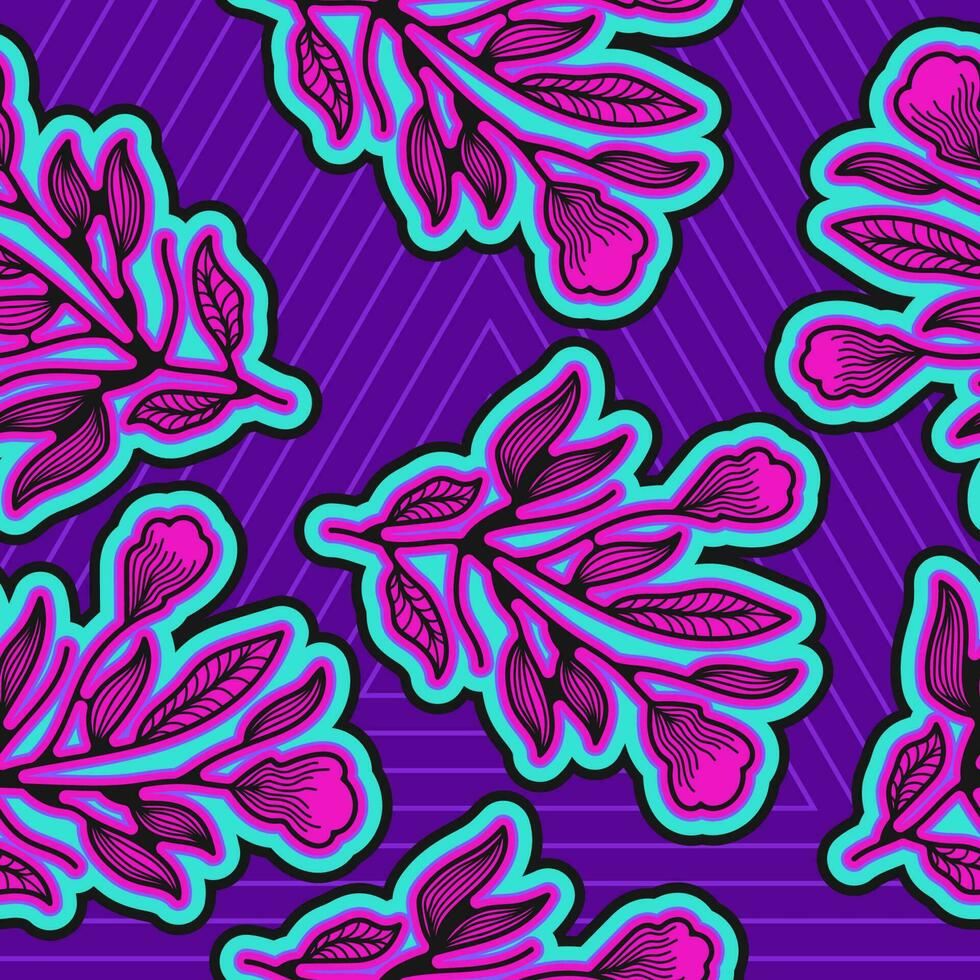 Seamless Floral Pattern in Retro 90s Style. Cute Botanical Contemporary Pattern. Trendy and Groovy Graphics for Fashion, Wallpaper, Wrapping Paper, Background, Print, Fabric, Textile and Apparel vector