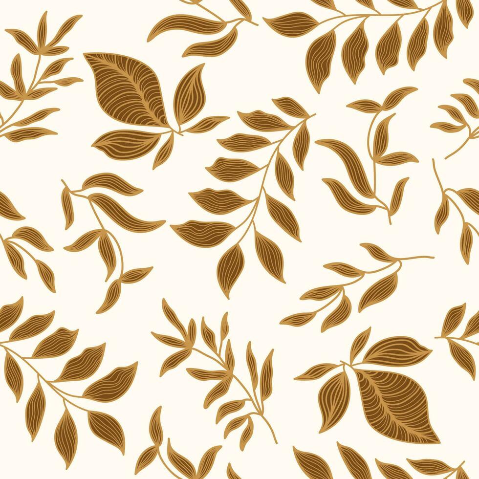 Elegant Gold Floral Pattern. Hand Drawn Seamless Flower Pattern for Fashion, Wallpaper, Wrapping Paper, Background, Print, Fabric, Textile, Apparel, and Card Design vector