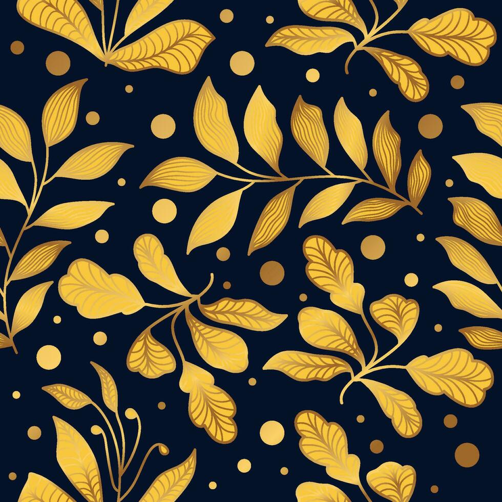 Luxurious and Elegant Gold Flower Pattern. Hand Drawn Seamless Floral Pattern for Fashion, Wallpaper, Wrapping Paper, Background, Fabric, Textile, Apparel, and Card Design vector