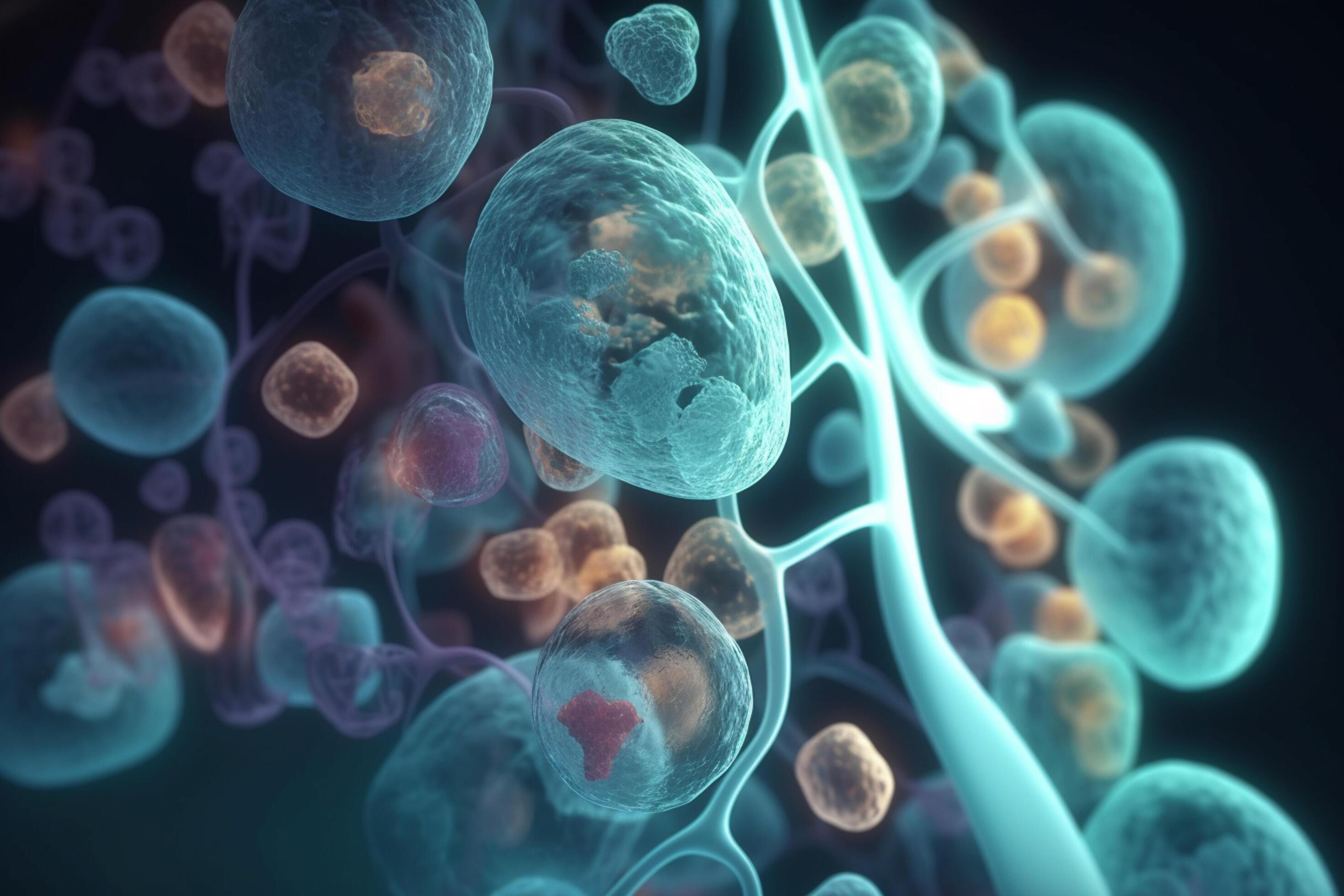 Colorful 3D Illustration of Biochemical Process of Cellular Respiration Colorful 3D Illustration of Biochemical Process of Cellular Respiration