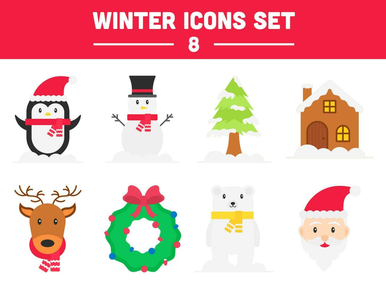 Winter Holiday Or Christmas Celebration Icon set. vector