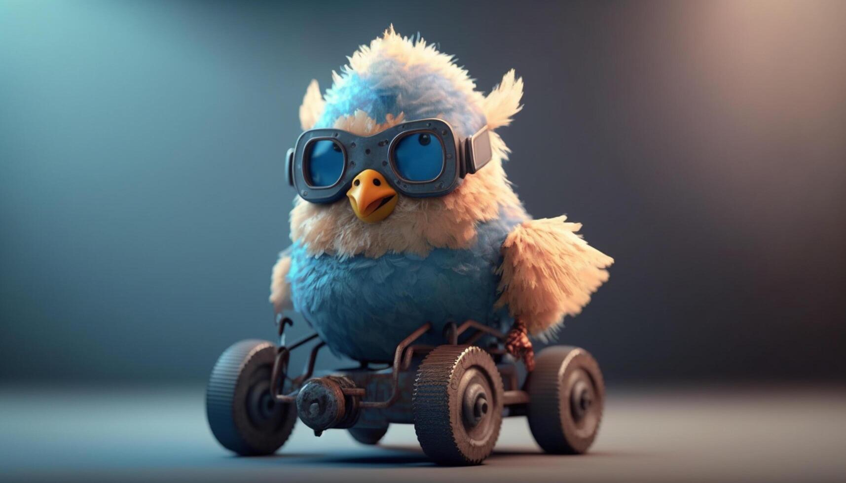 Cool Chicken Racer Revving Up in a Tuned Toy Car photo