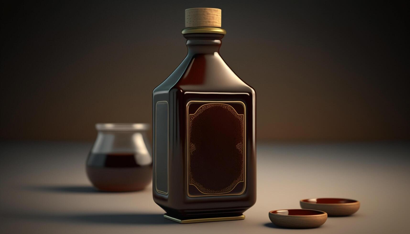 Rich and Flavorful Chinese Soy Sauce on Dark Background photo