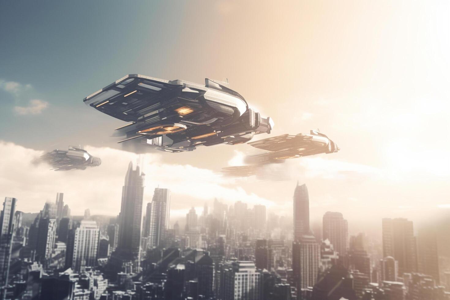 Flying Cars in the City A Futuristic AI-Powered Concept Illustration photo