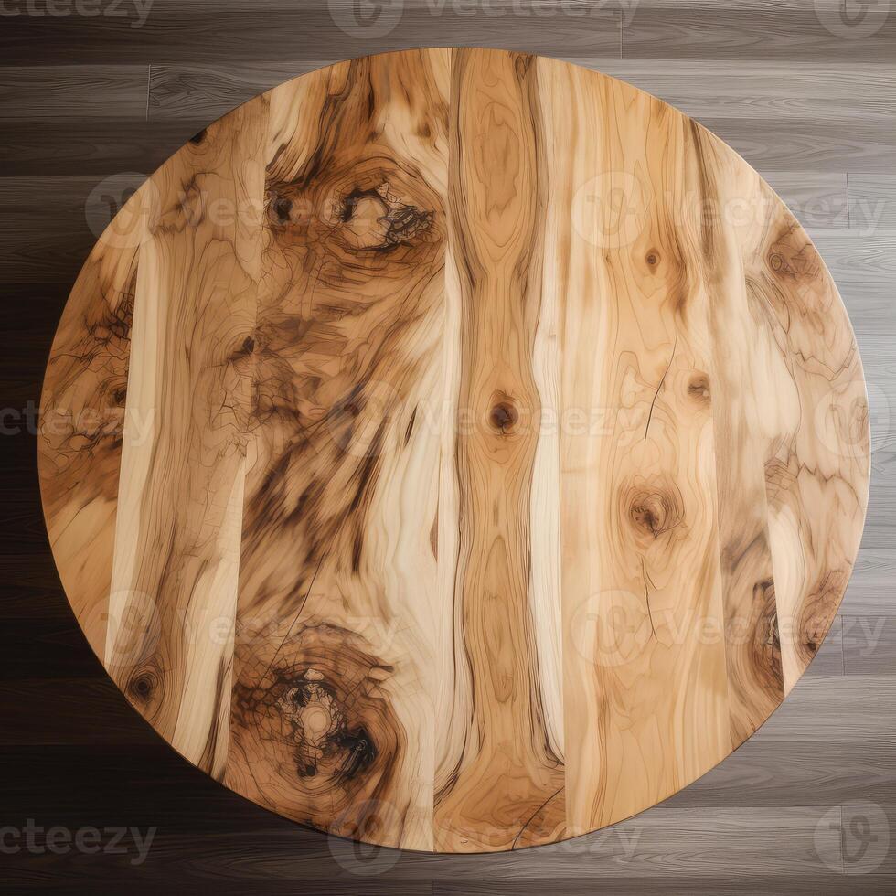 Round Wormy Maple Wood Texture Table Top. . photo