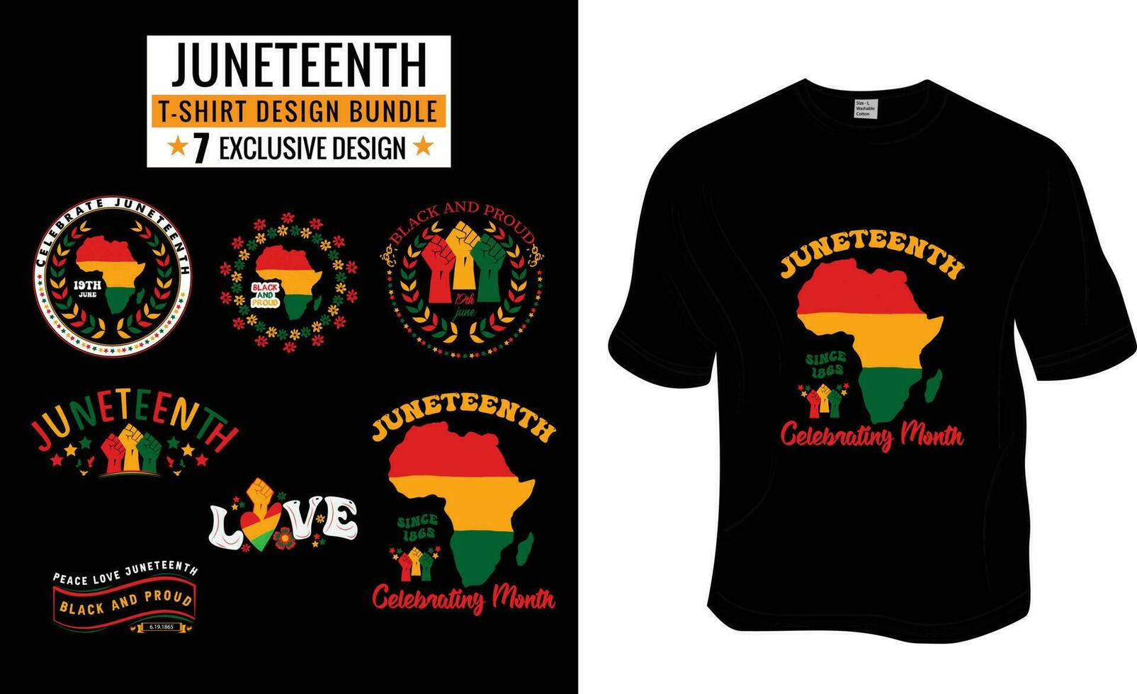 diecinueve de junio, negro historia mes, negro libertad camiseta diseño. Listo a impresión para vestir, póster, y ilustración. moderno, simple, letras. vector