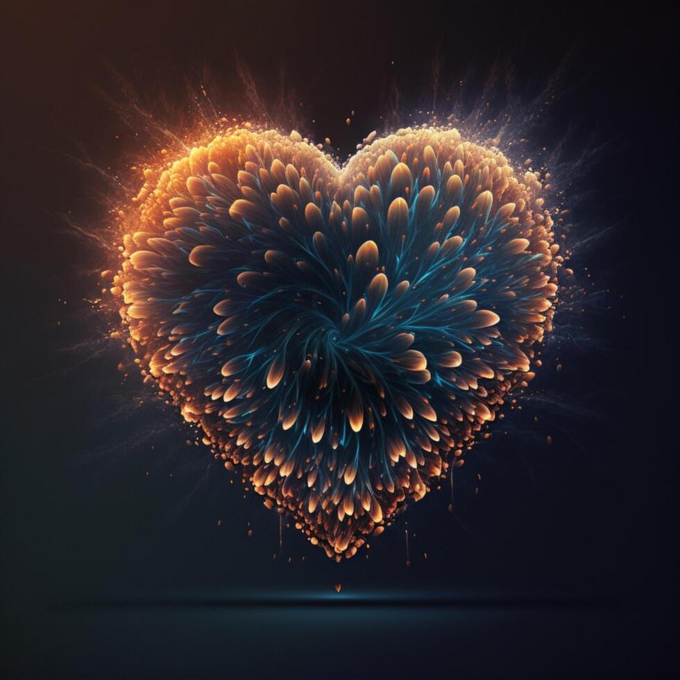 Heart-shaped fireworks lighting up the night sky photo